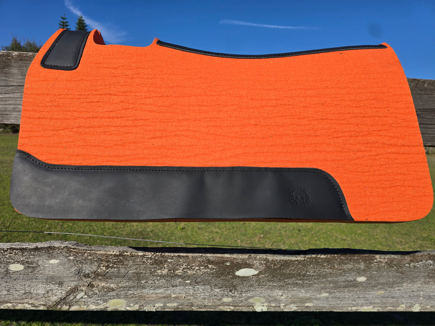 Orange pad with black leather