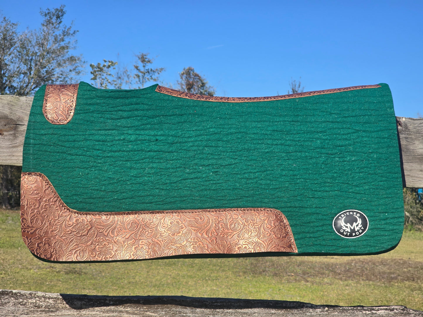 Green pad with floral tooling