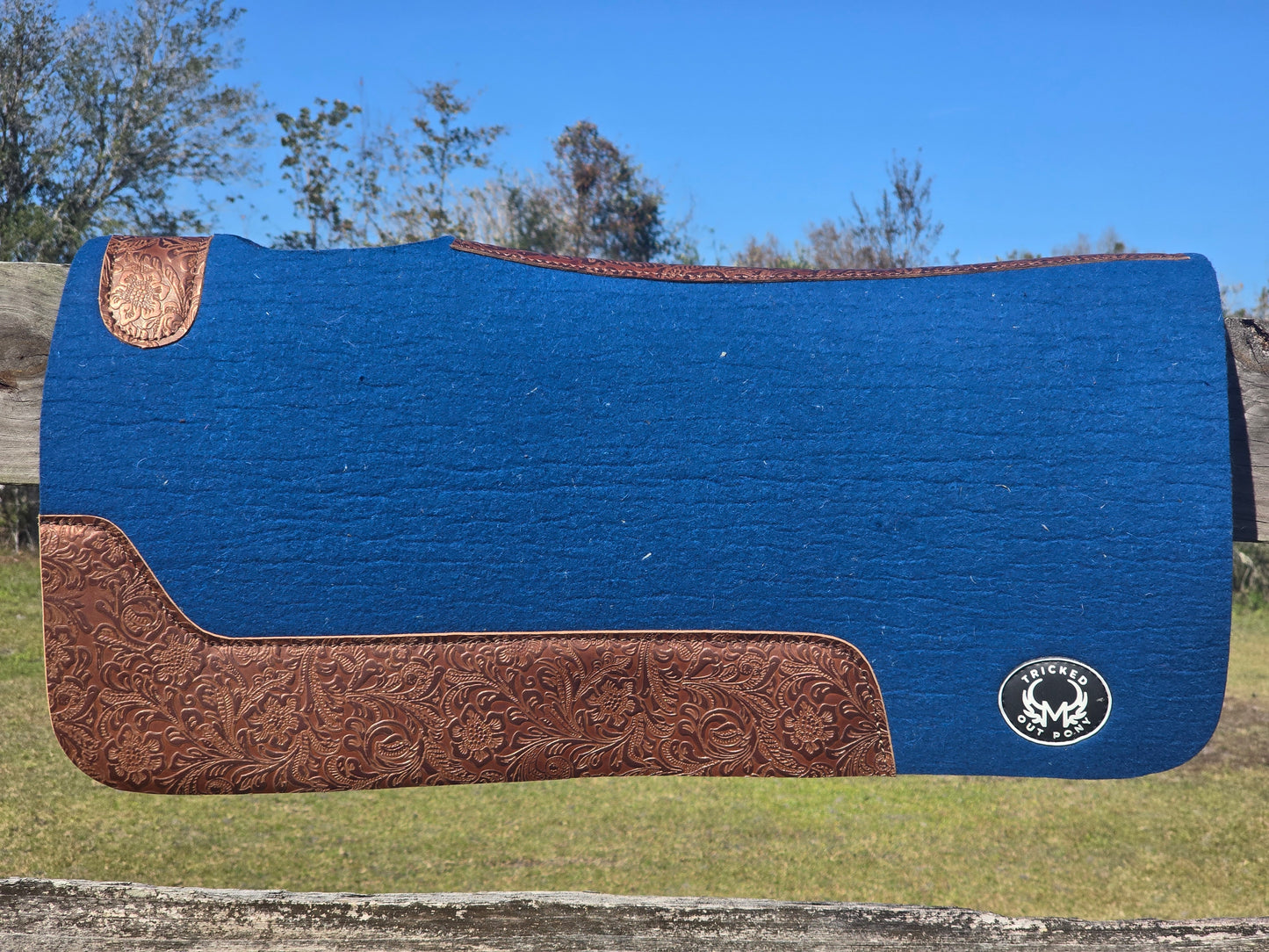 Navy Blue pad with floral tooling