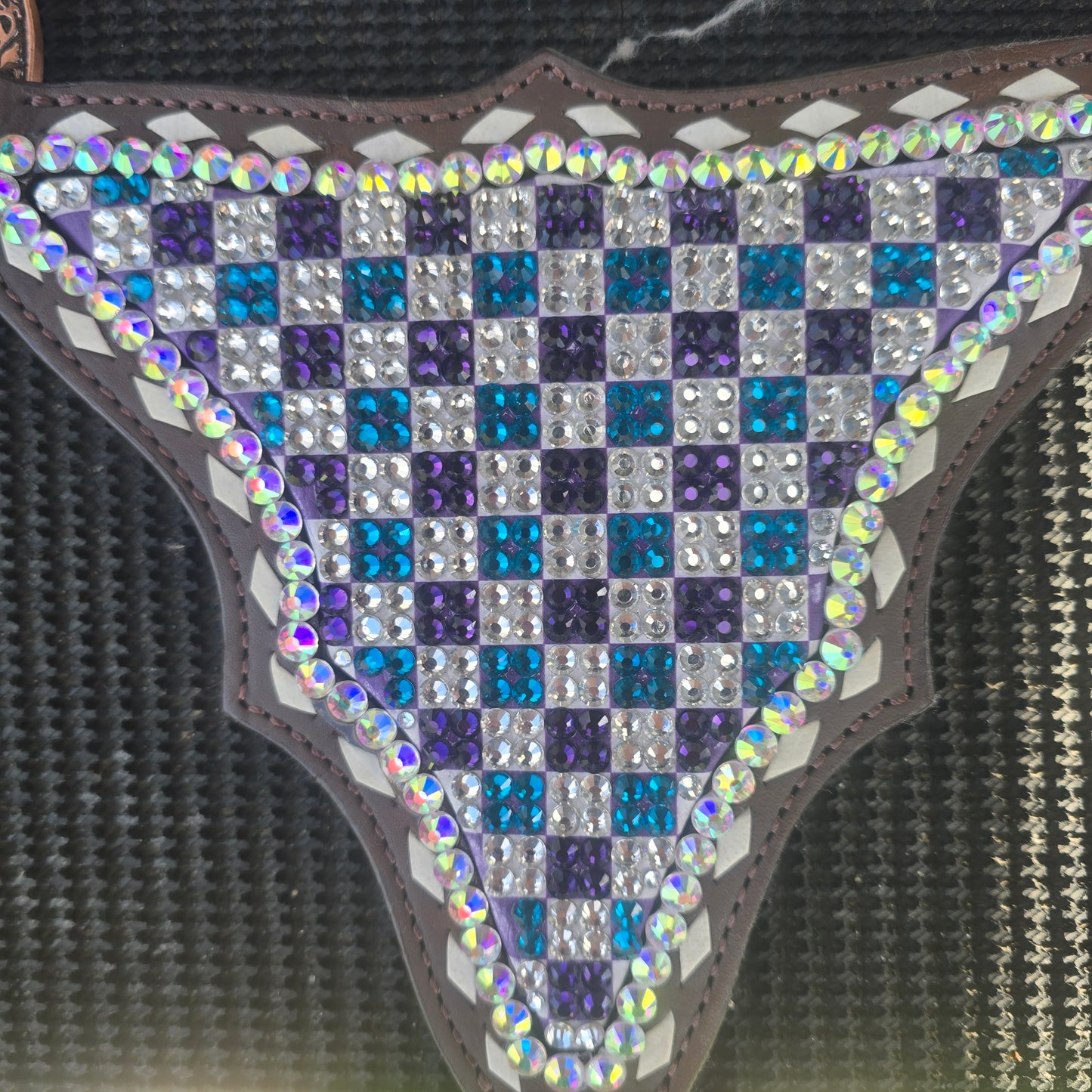 Teal, Purple and Clear checkered bling set