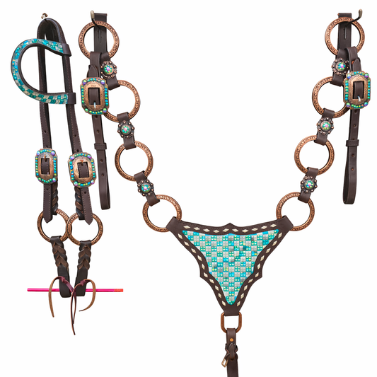 Turquoise Checkered Bling Set