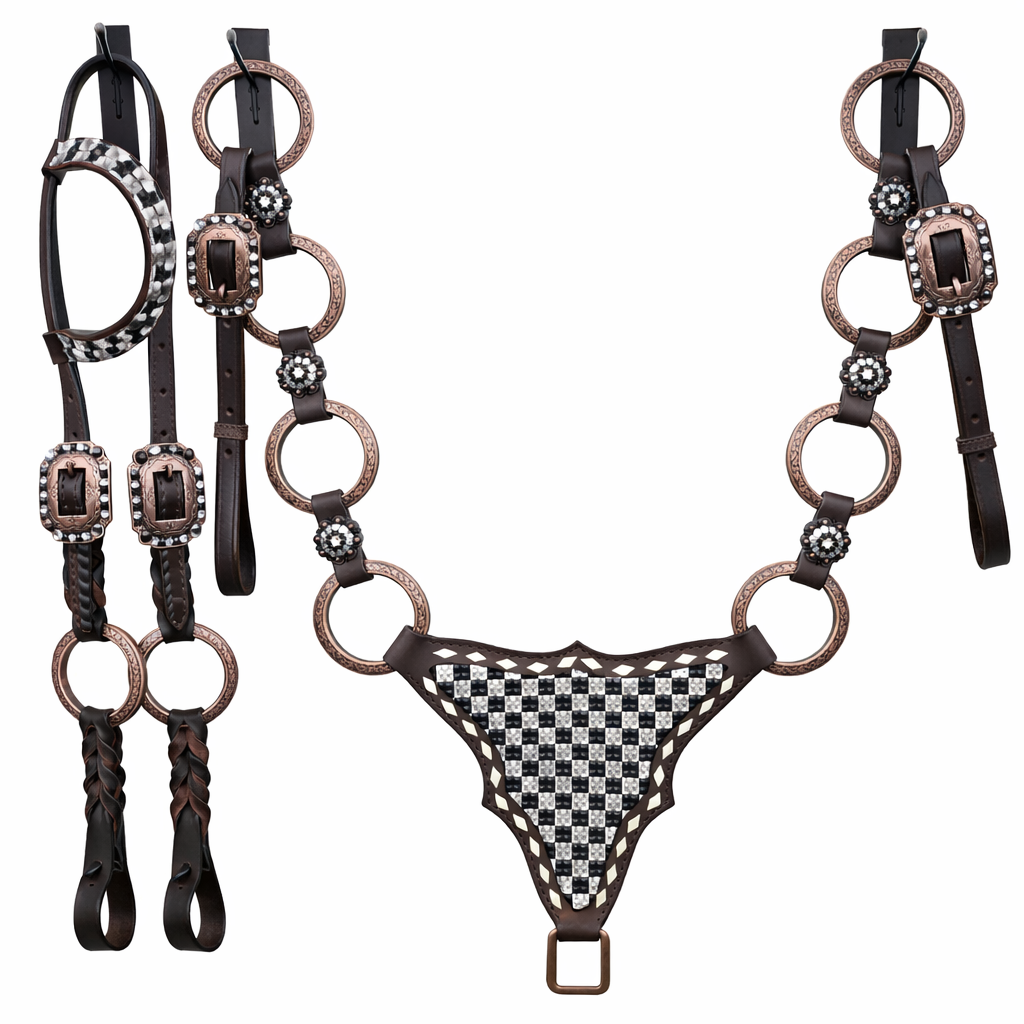 Black Checkered Bling Set with upgraded conchos