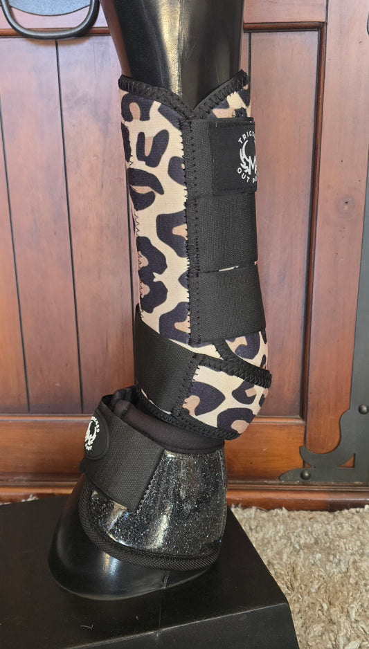 Patterned double velcro boots