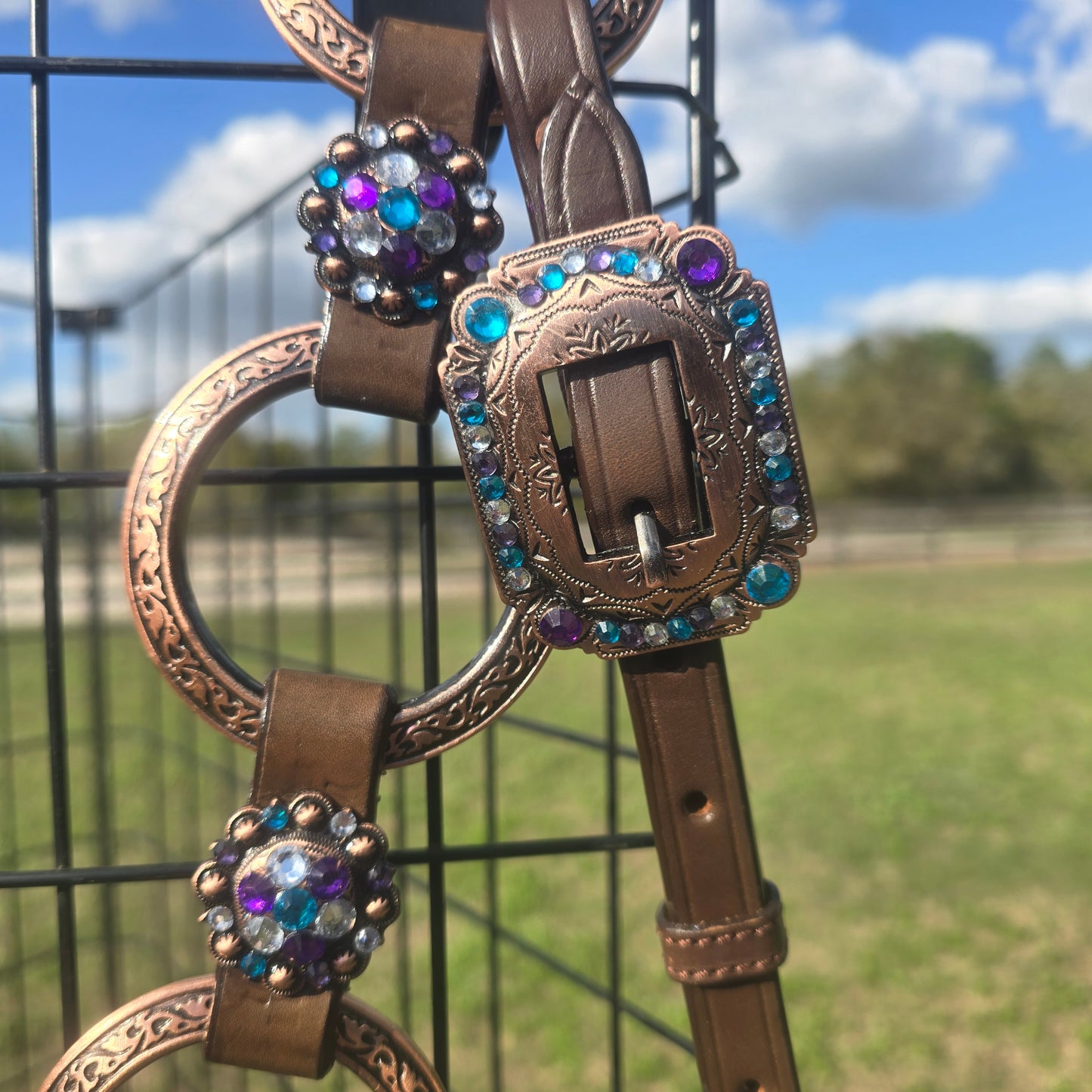 Teal, Purple and Clear checkered bling set