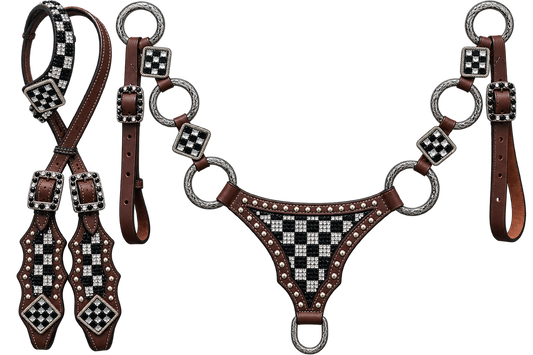 Black Checkered Bling Set with upgraded conchos