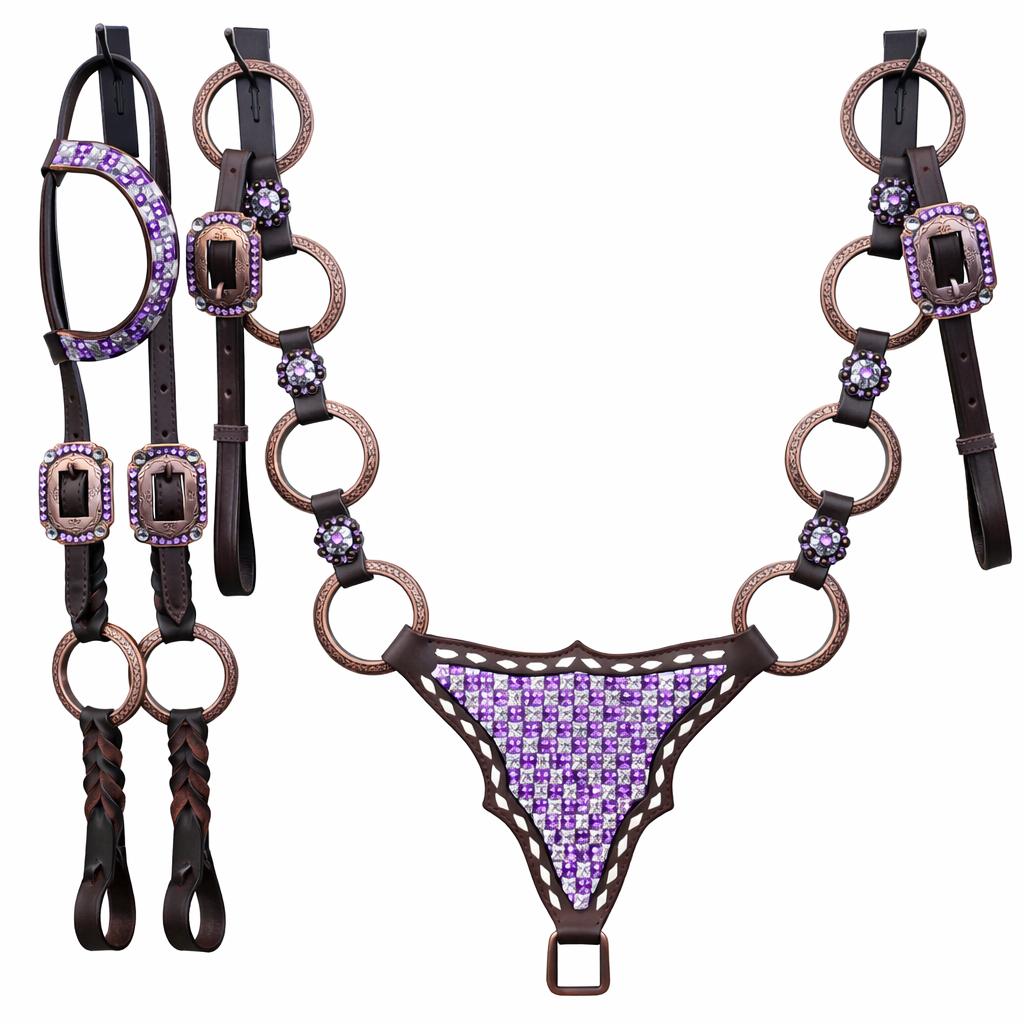 Lavender Checkered Bling Set with upgraded conchos